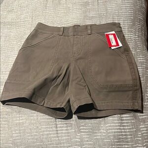 SPANX Brown Cargo Shorts with Sturdy Fabric and Mid-Thigh Length